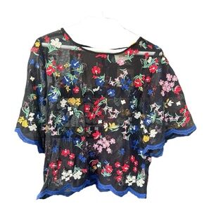 Anthropologie Maeve Meadows‎ Embroidered Top Sz xs